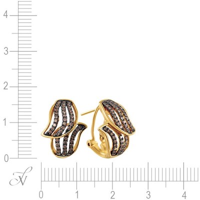 Серьги золото с бриллиантами «Коричневый шелест» Myjewels (арт.ME32312)