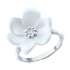 Кольцо из серебра с фианитом и эмалью «Белый цветок» Соколов (арт.94014401)