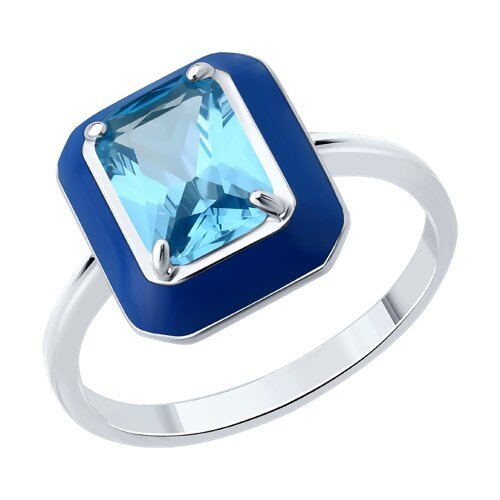 Кольцо из серебра с фианитом и эмалью (Арт.94014599)