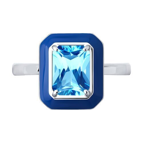 Кольцо из серебра с фианитом и эмалью (Арт.94014599)