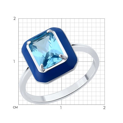 Кольцо из серебра с фианитом и эмалью (Арт.94014599)