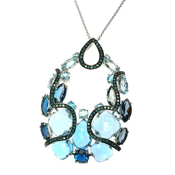 Цепь из белого золота с бриллиантом и топазом (Арт.ns48297d0s14wb003_tsp_dl_bt_lt_wg)