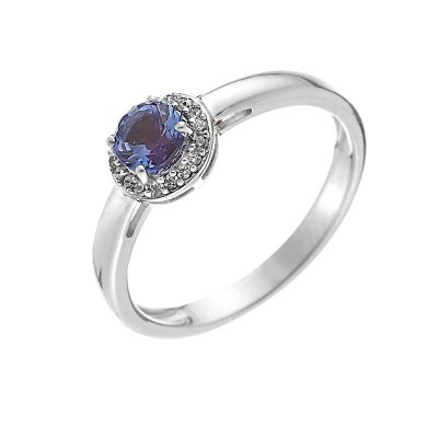 Кольцо из серебра с танзанитом и фианитом (Арт.sm-r01833-x-w-tn-x-w)