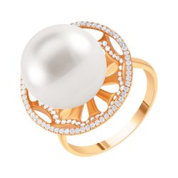Кольцо из золота с бриллиантом и жемчугом (Арт.r01816pw4rk_ko_wp_pink)