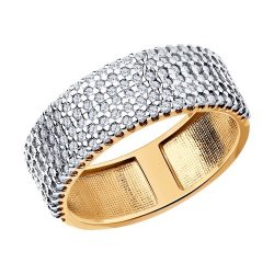 Кольцо из золочёного серебра с фианитами (Арт.93-110-01762-1)