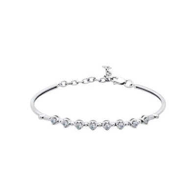 Браслет жёсткий из белого золота с бриллиантами (Арт.1050037)