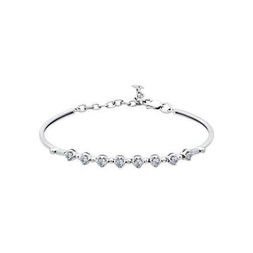 Браслет жёсткий из белого золота с бриллиантами (Арт.1050037)