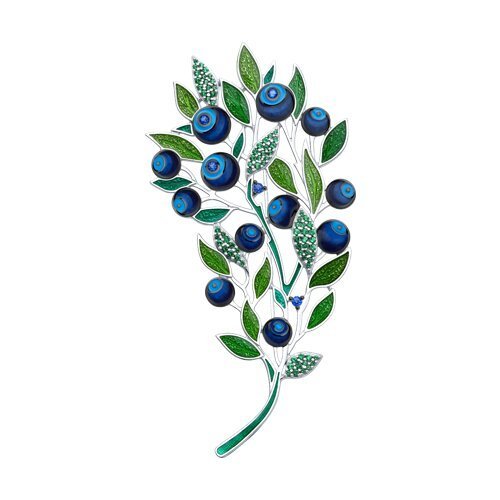 Брошь из серебра с фианитами и эмалью (Арт.94049009)