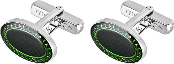 Запонки ювелирный сплав с зеленой эмалью TH Flicker Oval Thompson (арт.CL1491)