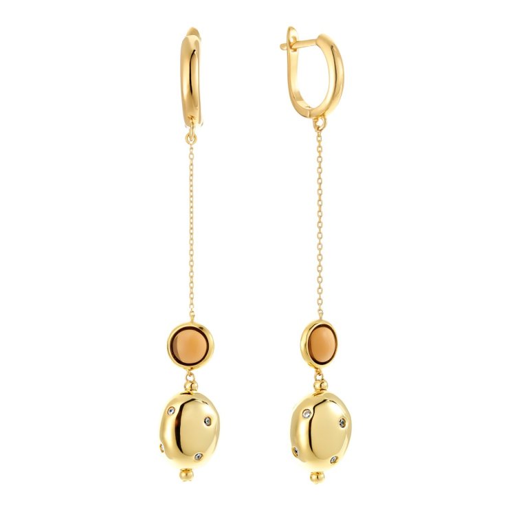 Серьги из серебра с куб. цирконием и ситаллом (Арт.rb-e344-5-x-l-ok18-x-w)