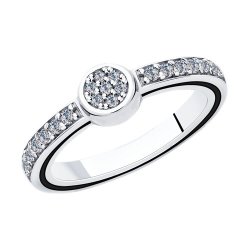 Кольцо из серебра с фианитами и эмалью (Арт.94-110-01642-1)