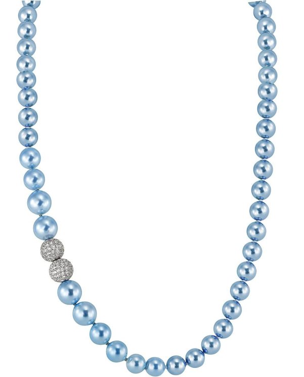 Ожерелье из серебра с жемчугом и кристаллом swarovski (Арт.2l-sk-27)
