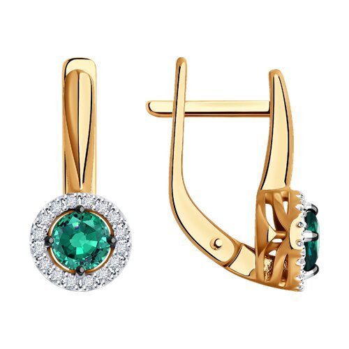Серьги из золота с бриллиантами и изумрудами (Арт.51-220-01772-2)