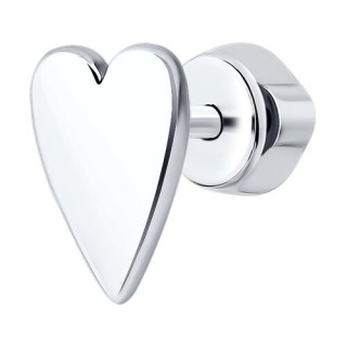 Серьга одиночная из серебра с родиевым покрытием «Сияющее Сердце» Соколов (арт.9417)