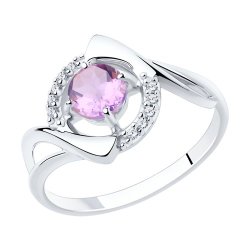 Кольцо из серебра с аметистом и фианитами (Арт.94-310-00379-3)