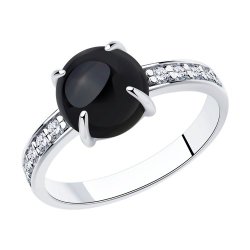 Кольцо из серебра с агатом и фианитами (Арт.94-310-00887-2)