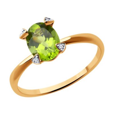 Кольцо золотое пробы 585 с хризолитом (Арт.51-310-01968-3)