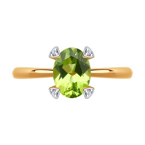 Кольцо золотое пробы 585 с хризолитом (Арт.51-310-01968-3)