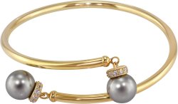 Браслет из серебра с жемчугом и кристаллом swarovski (Арт.abb-4-10-30-g)