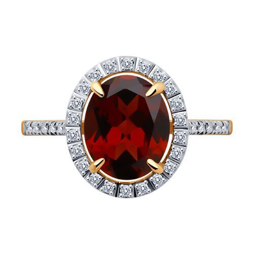 Кольцо золотое с гранатом и фианитами «Имперский огонь» Соколов (арт.51-310-02442-2)