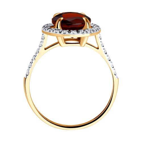 Кольцо золотое с гранатом и фианитами «Имперский огонь» Соколов (арт.51-310-02442-2)