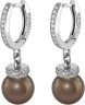 Серьги серебряные с жемчугом и куб. цирконием Pearl Kiss 33S, Rivoli (арт.ABS-4-10-33-S)