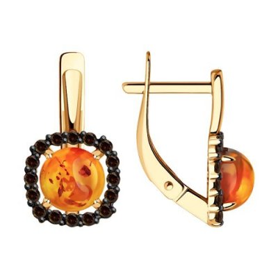 Серьги золотые пробы 585 с янтарём (Арт.51-320-02323-1)