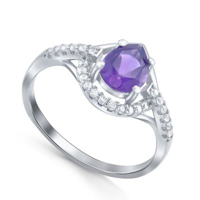 Кольцо Серебряные крылья (Арт.21knys1903-155_ametist_kubcirkonii_30)