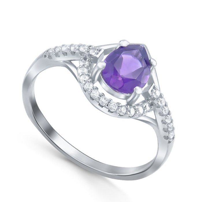 Кольцо Серебряные крылья (Арт.21knys1903-155_ametist_kubcirkonii_30)