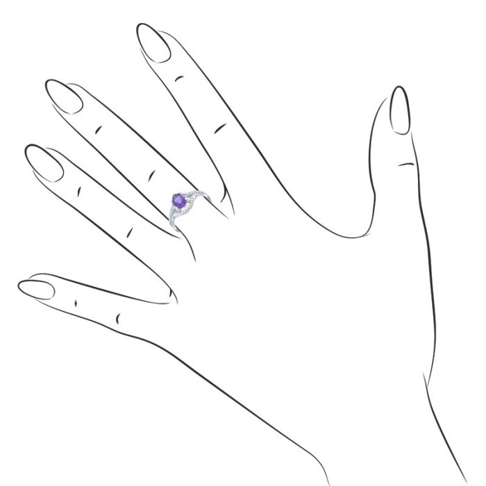 Кольцо Серебряные крылья (Арт.21knys1903-155_ametist_kubcirkonii_30)