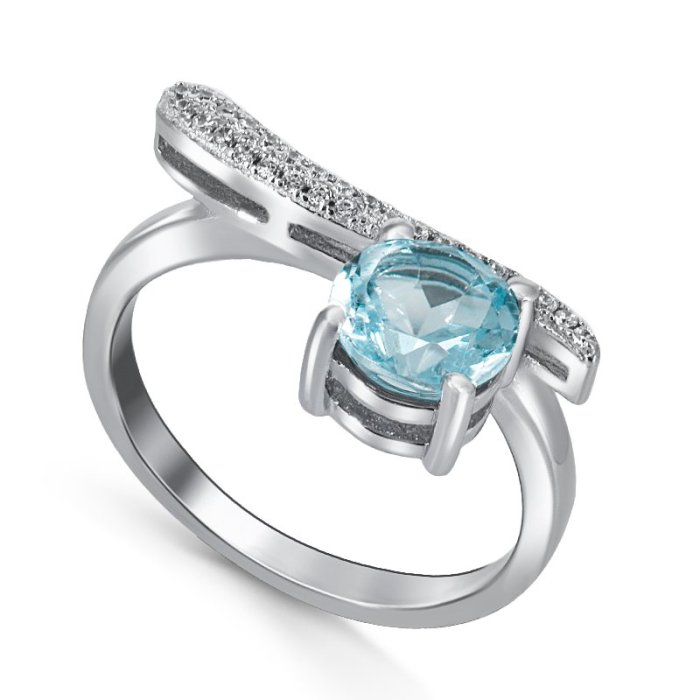Кольцо Серебряные крылья (Арт.21knys985-155_topaz_kubcirkonii_30)