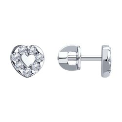 Серьги-пусеты из серебра с фианитами (Арт.94020088)