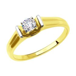 Кольцо из желтого золота с фианитом (Арт.018555-2)