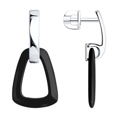 Серьги из серебра с керамической вставкой «Городской Шик» SOKOLOV (арт.9402)