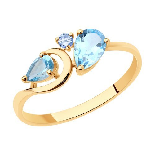 Кольцо золото 585 с топазом «Небесная капля» Соколов (арт.716196)