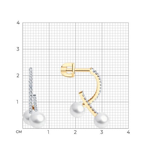 Серьги пусеты золотые пробы 585 с жемчугом (Арт.792453)
