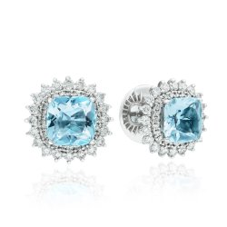 Серьги из золота с бриллиантом и топазом Русские Самоцветы (Арт.92031)