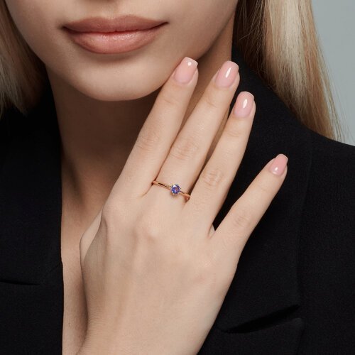 Кольцо из золочёного серебра с танзанитом (Арт.92012182)