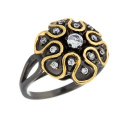 Кольцо из серебра с фианитом (Арт.cz-r01620-x-bl-w-x-w)