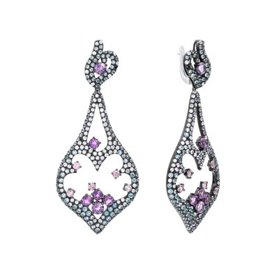 Серьги из золота с бриллиантом и сапфиром (Арт.aae4371_sr_ps_mc_bw)