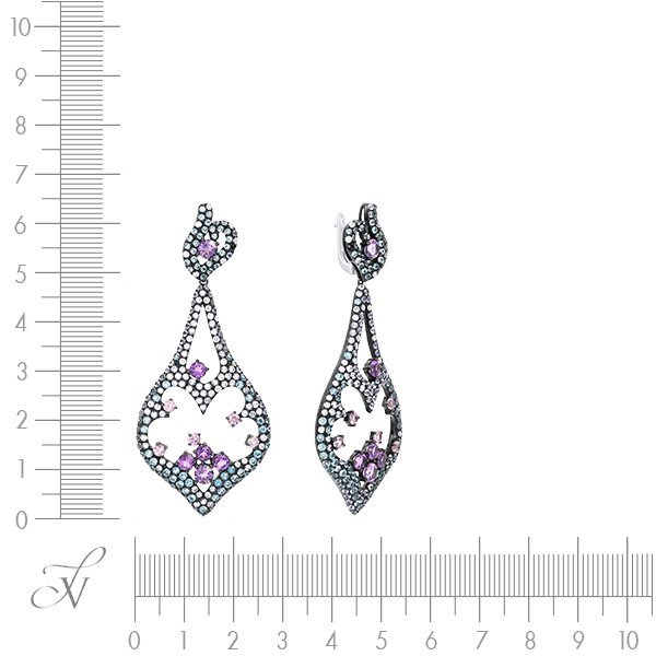 Серьги из золота с бриллиантом и сапфиром (Арт.aae4371_sr_ps_mc_bw)