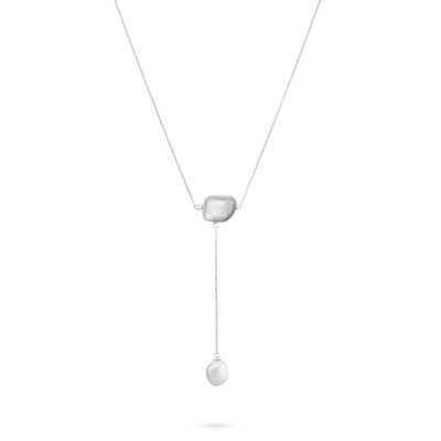 Ожерелье серебряное с жемчугом и куб. цирконием «Affetto» Fresh Jewelry (арт.RB-N336-3-X-W-PN-X-W)
