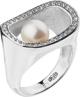 Кольцо из серебра с жемчугом и кристаллом swarovski (Арт.qcurdivine)