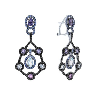 Серьги с аквамарином, аметистом, сапфиром и бриллиантами «Ночной Вальс» MY JEWELS (арт.E02468K_SR_DB_SA_AM_AQ_IL_WG)