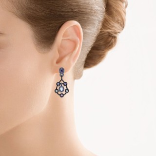 Серьги с аквамарином, аметистом, сапфиром и бриллиантами «Ночной Вальс» MY JEWELS (арт.E02468K_SR_DB_SA_AM_AQ_IL_WG)