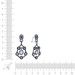 Серьги с аквамарином, аметистом, сапфиром и бриллиантами «Ночной Вальс» MY JEWELS (арт.E02468K_SR_DB_SA_AM_AQ_IL_WG)