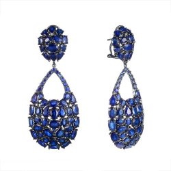 Серьги из золота с бриллиантом и сапфиром (Арт.e3223k_sr_sa_blk)