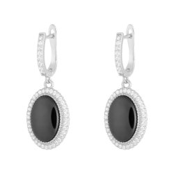 Серьги из серебра с керамикой и куб. цирконием (Арт.tc-e00746-b-w-x-x-w)