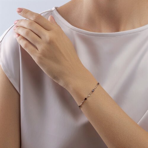 Браслет золотой с гранатом «Алая Ночь» Соколов (арт.750307)