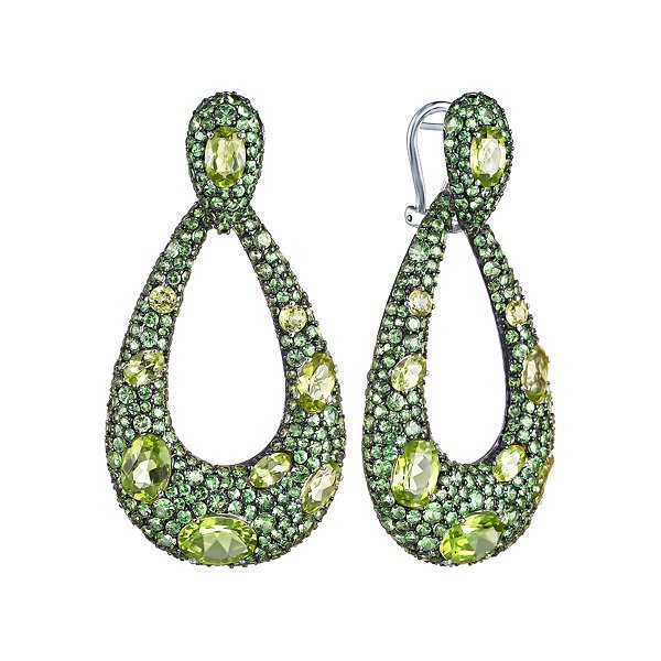 Серьги из белого золота с хризолитом (Арт.er-32678_sr_pd_tv_wg)